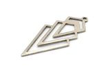 Silver Triangle Charm, 4 Antique Silver Plated Brass Diamond Charms With 1 Loop (49x22x1mm) M01160 H1272