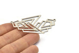 Silver Triangle Charm, 4 Antique Silver Plated Brass Diamond Charms With 1 Loop (49x22x1mm) M01160 H1272