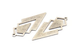 Silver Triangle Charm, 4 Antique Silver Plated Brass Diamond Charms With 1 Loop (49x22x1mm) M01150 H1286