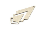 Silver Triangle Charm, 4 Antique Silver Plated Brass Diamond Charms With 1 Hole (46x22x1mm) M01170