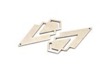 Silver Triangle Charm, 4 Antique Silver Plated Brass Diamond Charms With 1 Hole (46x22x1mm) M01170