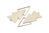 Silver Triangle Charm, 4 Antique Silver Plated Brass Triangle Charms With 1 Loop (49x21x1mm) M01117 H1300