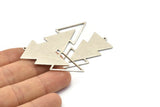 Silver Triangle Charm, 4 Antique Silver Plated Brass Triangle Charms With 1 Loop (49x21x1mm) M01117 H1300