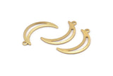 Gold Moon Charm, 10 Textured Gold Plated Brass Crescent Moon Charms With 1 Loop (25x5x0.80mm) M01201