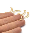 Gold Moon Charm, 10 Textured Gold Plated Brass Crescent Moon Charms With 1 Loop (25x5x0.80mm) M01201