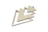 Silver Triangle Charm, 2 Antique Silver Plated Brass Tree Charms With 1 Loop (49x33x1mm) M01227 H1285