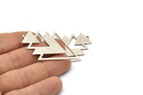 Silver Triangle Charm, 2 Antique Silver Plated Brass Tree Charms With 1 Loop (49x33x1mm) M01227 H1285