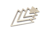 Silver Triangle Charm, 4 Antique Silver Plated Brass Tree Charms With 1 Loop (49x33x1mm) M01223 H1255