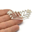 Silver Triangle Charm, 4 Antique Silver Plated Brass Tree Charms With 1 Loop (49x33x1mm) M01223 H1255
