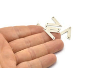 Silver V Shape, 12 Antique Silver Plated Brass V Shaped Charms With 3 Holes (19x18x1mm) M01124 H1277
