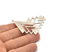 Silver Triangle Charm, 2 Antique Silver Plated Brass Tree Charms With 2 Loops (51x33x1mm) M01221 H1320