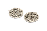 Silver Moon Charm, Antique Silver Plated Brass Crescent Moon Charm With 1 Loop (30x26mm) N1141