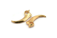 Gold Tiger Tooth, 2 Gold Plated Brass Tiger Tooth Necklace Pendants (27x10mm) N0261 Q0091