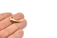 Gold Tiger Tooth, 2 Gold Plated Brass Tiger Tooth Necklace Pendants (27x10mm) N0261 Q0091