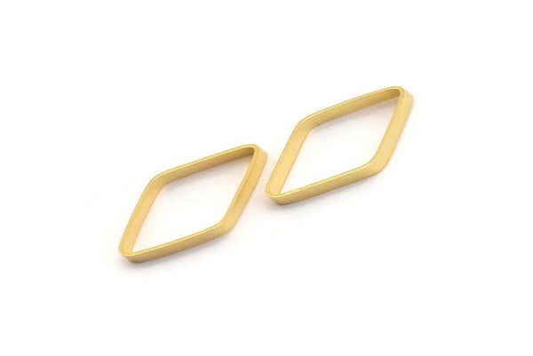 Cut Diamond Charm, 10 Gold Plated Brass Wide Cut Open Diamond Ring Charms (9x17x0.35x2mm) D0221 Q0093