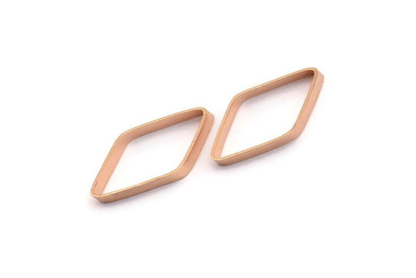 Cut Diamond Charm, 10 Rose Gold Plated Wide Cut Open Diamond Ring Charms (9x17x0.35x2mm) D0221 Q0093