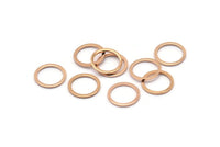 Rose Gold Circle Ring, 12 Rose Gold Plated Brass Round Rings, Charms (12mm) B0119 Q0035