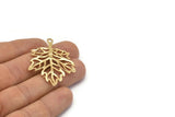 Gold Sycamore Pendant, Gold Plated Brass Leaf Charms (44x33mm) N0428 Q0113