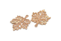 Rose Gold Sycamore Pendant, Rose Gold Plated Brass Leaf Charm (44x33mm) N0428 Q0113