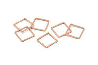 Square Wire Finding, 12 Rose Gold Plated Brass Square Connectors (14mm) Bs-1118 Q0098