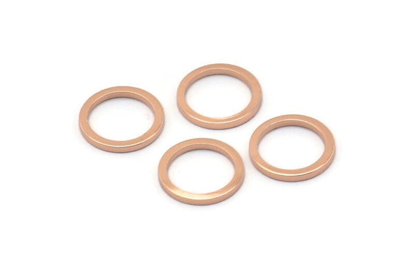 Rose Gold Circle Ring, 12 Rose Gold Plated Brass Round Rings, Charms (10mm) B0118 Q0032