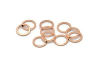 Rose Gold Circle Ring, 12 Rose Gold Plated Brass Round Rings, Charms (10mm) B0118 Q0032