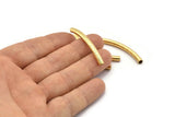 Textured Curved Tubes, 8 Gold Plated Brass Textured Curved Tubes (4x45) Bs 1634 Q0104