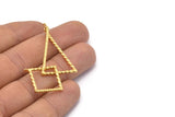 Gold Triangle Charm, 2 Gold Plated Brass Triangle Rings, Charms (38x23x18x18mm) N0262 Q0114