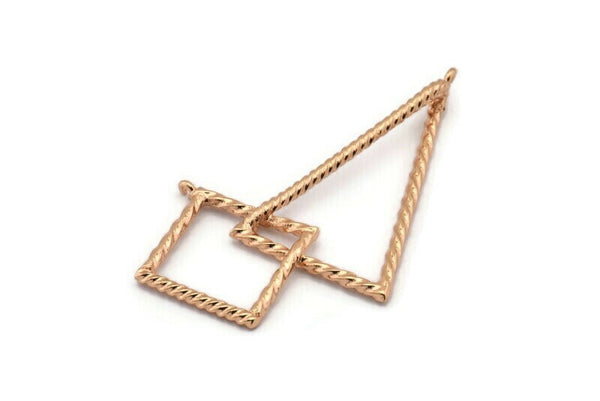 Rose Gold Triangle Charm, Rose Gold Plated Brass Triangle Ring, Charms (38x23x18x18mm) N0262 Q0114