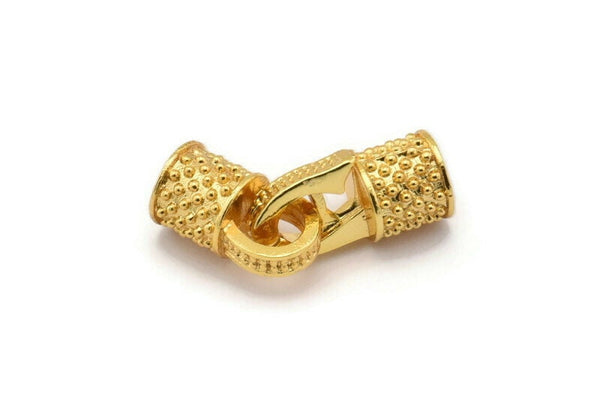 Deri Kanca Başlıkları, 2 Altın Kaplama Pirinç Deri Kordon Ucu, 5 mm Deri Kordon İçin Kanca Uçları (17x14x8 mm) N0311