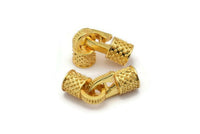 Deri Kanca Başlıkları, 2 Altın Kaplama Pirinç Deri Kordon Ucu, 5 mm Deri Kordon İçin Kanca Uçları (17x14x8 mm) N0311