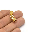 Deri Kanca Başlıkları, 2 Altın Kaplama Pirinç Deri Kordon Ucu, 5 mm Deri Kordon İçin Kanca Uçları (17x14x8 mm) N0311
