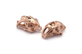 Sabre Tooth Cat, Rose Gold Plated Brass Sabre Tooth Cat Skull Pendant, (21x11x12mm) N0485 Q0137