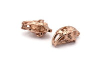Sabre Tooth Cat, Rose Gold Plated Brass Sabre Tooth Cat Skull Pendant, (21x11x12mm) N0485 Q0137