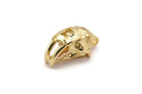 Sabre Tooth Cat, Gold Plated Brass Sabre Tooth Cat Skull Pendant, (21x11x12mm) N0485 Q0137