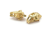 Sabre Tooth Cat, Gold Plated Brass Sabre Tooth Cat Skull Pendant, (21x11x12mm) N0485 Q0137