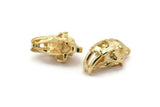 Sabre Tooth Cat, Gold Plated Brass Sabre Tooth Cat Skull Pendant, (21x11x12mm) N0485 Q0137