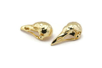 Tiny Bird Skull, Gold Plated Brass Bird Skull Pendant, (25x12x11mm) N0484 Q0121