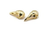 Tiny Bird Skull, Gold Plated Brass Bird Skull Pendant, (25x12x11mm) N0484 Q0121
