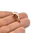 Tiny Bird Skull, Rose Gold Plated Brass Bird Skull Pendant, (25x12x11mm) N0484 Q0121