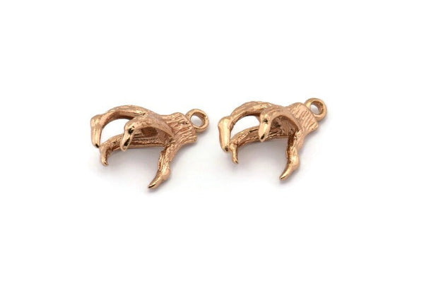 Dragon Claw Pendant, 4 Rose Gold Plated Brass Dragon Claw Charms, Necklace Pendants (16x12mm) N0367 Q0141