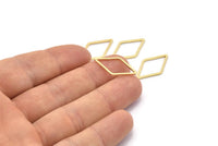 Gold Diamond Charm, 25 Gold Plated Brass Open Diamond Ring Charms (23x13.5x1mm) D0028 Q0147