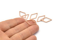 Gül Altın Pırlanta Tılsım, 25 Gül Altın Kaplama Pirinç Açık Pırlanta Yüzük Tılsımı (23x13,5x1mm) D0028 Q0147