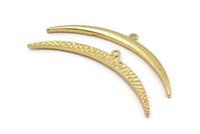 Altın Ay Tılsımı, 1 Altın Kaplama Pirinç Dokulu Geniş Hilal Ay Kolye Ucu, Tılsımlar (63x4,5x2,8 mm) N0525 Q0146