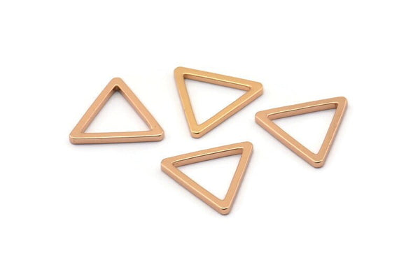 Rose Gold Triangle, 10 Rose Gold Plated Open Triangle Rings, Charms (15x1.2mm) D0107 Q0149