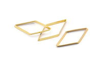 Cut Diamond Charm, 4 Gold Plated Cut Open Diamond Rings, Charms (20x40x5x0.5mm) D0167 Q0150