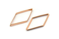 Cut Diamond Charm, 4 Rose Gold Plated Brass Cut Open Diamond Rings, Charms (20x40x5x0.5mm) D0167 Q0150