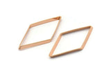 Cut Diamond Charm, 4 Rose Gold Plated Brass Cut Open Diamond Rings, Charms (20x40x5x0.5mm) D0167 Q0150
