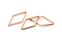 Cut Diamond Charm, 4 Rose Gold Plated Brass Cut Open Diamond Rings, Charms (20x40x5x0.5mm) D0167 Q0150