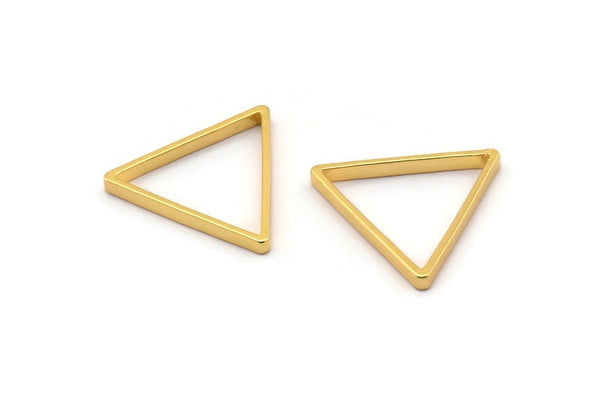 Gold Triangle Charm, 8 Gold Plated Brass Triangle Rings, Charms (20x0.8x2mm) BS 1198 Q0159
